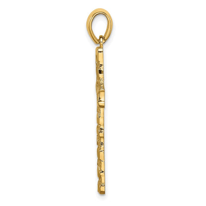 14k Yellow Gold Nugget Cross Pendant