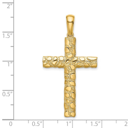 14k Yellow Gold Nugget Cross Pendant