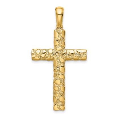 14k Yellow Gold Nugget Cross Pendant