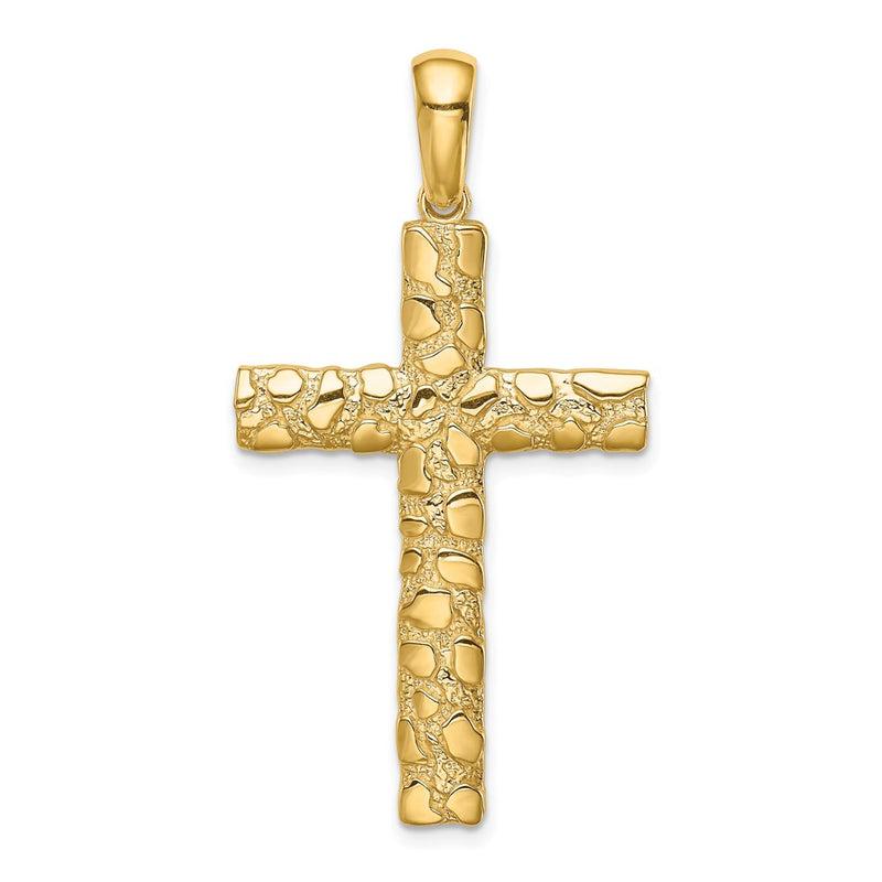 14k Yellow Gold Nugget Cross Pendant
