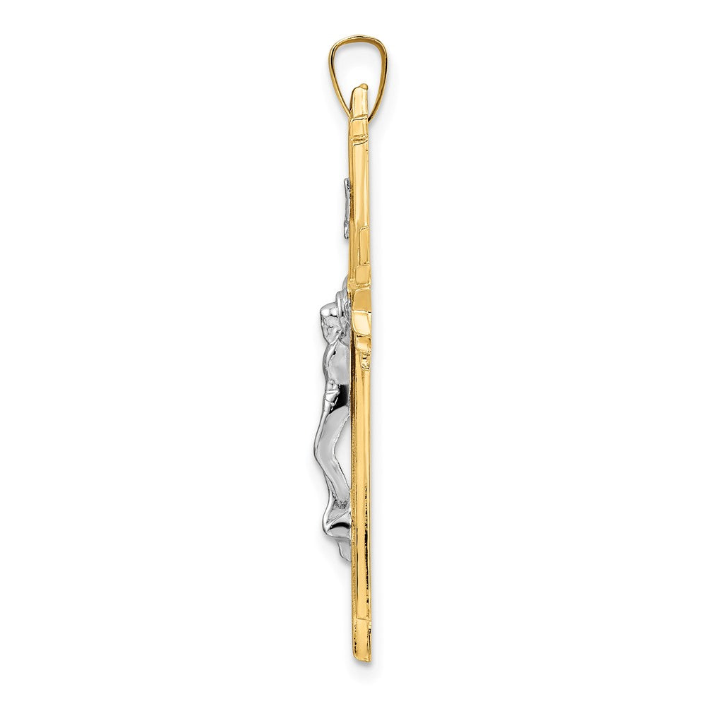 14k Two-tone Gold Polished Solid Fancy INRI Crucifix Pendant