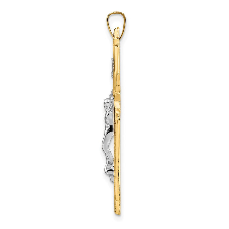 14k Two-tone Gold Polished Solid Fancy INRI Crucifix Pendant