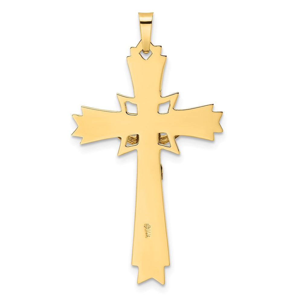 14k Two-tone Gold Polished Solid Fancy INRI Crucifix Pendant