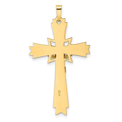 14k Two-tone Gold Polished Solid Fancy INRI Crucifix Pendant