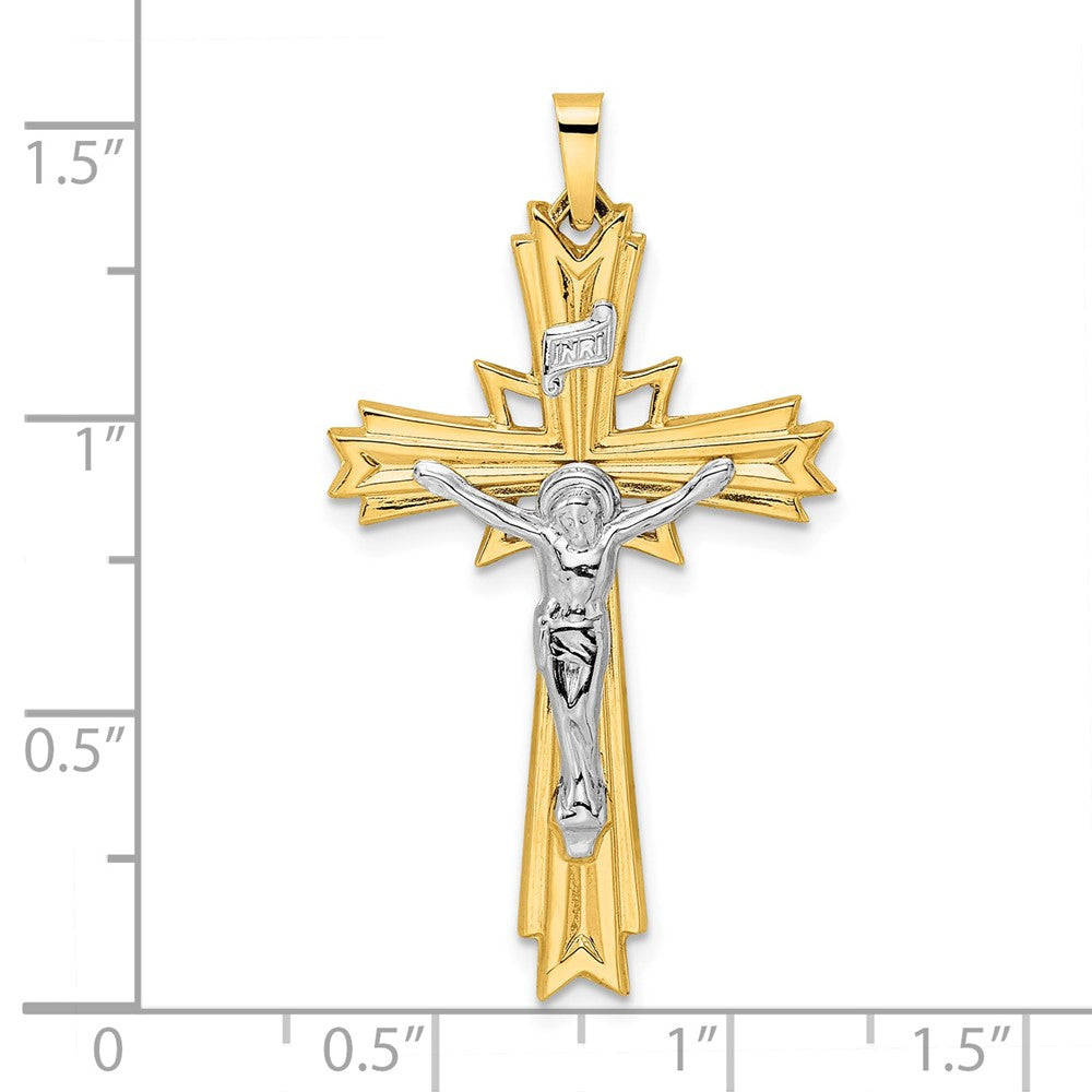 14k Two-tone Gold Polished Solid Fancy INRI Crucifix Pendant