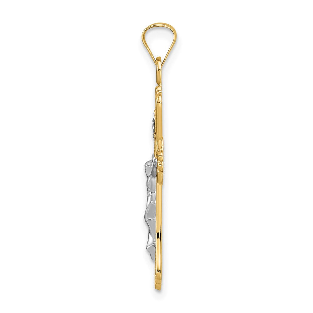 14k Two-tone Gold Polished Solid INRI Crucifix Pendant