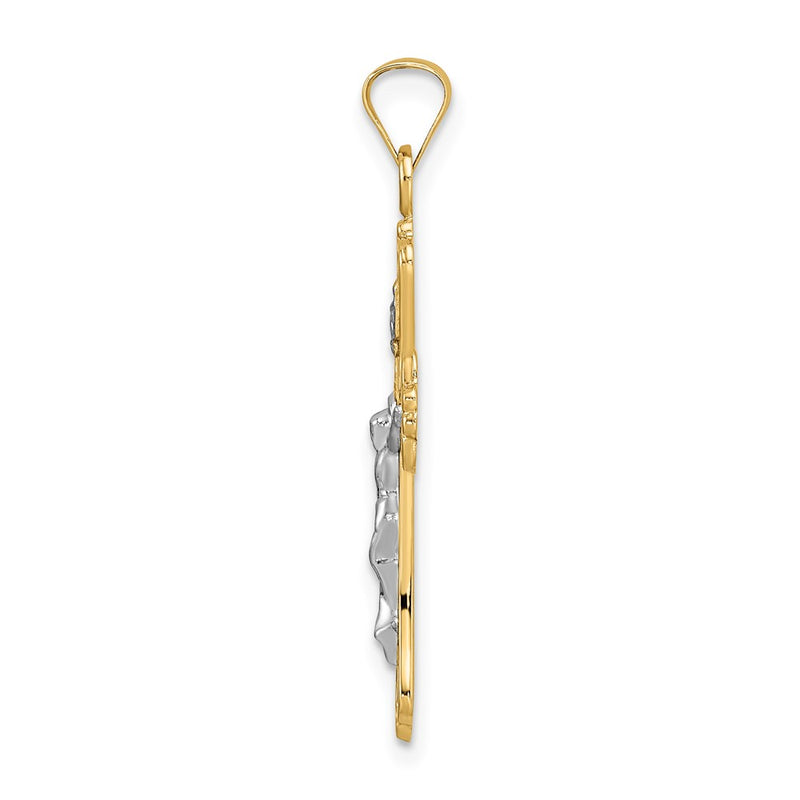 14k Two-tone Gold Polished Solid INRI Crucifix Pendant