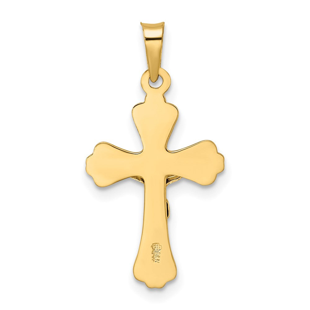 14k Two-tone Gold Polished Solid INRI Crucifix Pendant