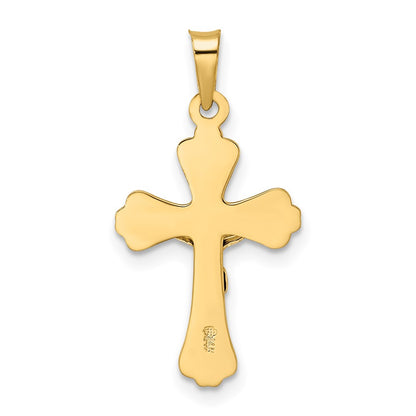 14k Two-tone Gold Polished Solid INRI Crucifix Pendant