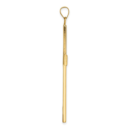 14k Yellow Gold Polished and Line Design Solid Cross Pendant