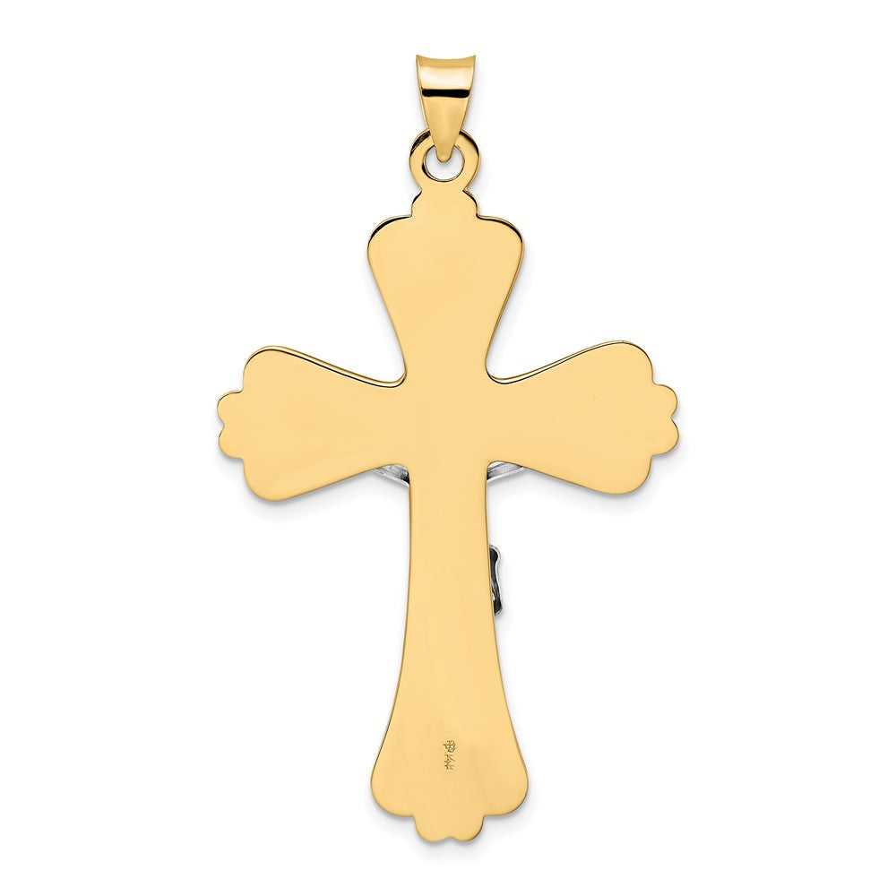14k Two-tone Gold Polished Solid Fancy INRI Crucifix Pendant