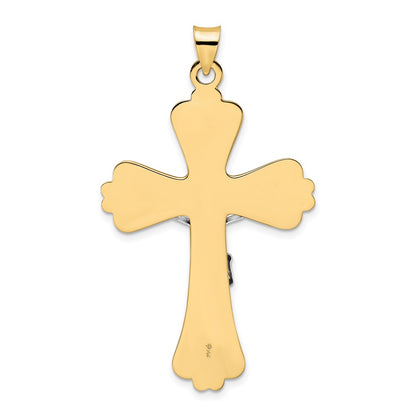14k Two-tone Gold Polished Solid Fancy INRI Crucifix Pendant