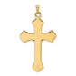 14k Two-tone Gold Polished Solid INRI Fleur de Lis Crucifix Pendant