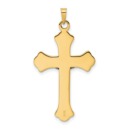 14k Two-tone Gold Polished Solid INRI Fleur de Lis Crucifix Pendant