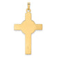 14k Two-tone Gold Polished Solid Celtic INRI Crucifix Pendant