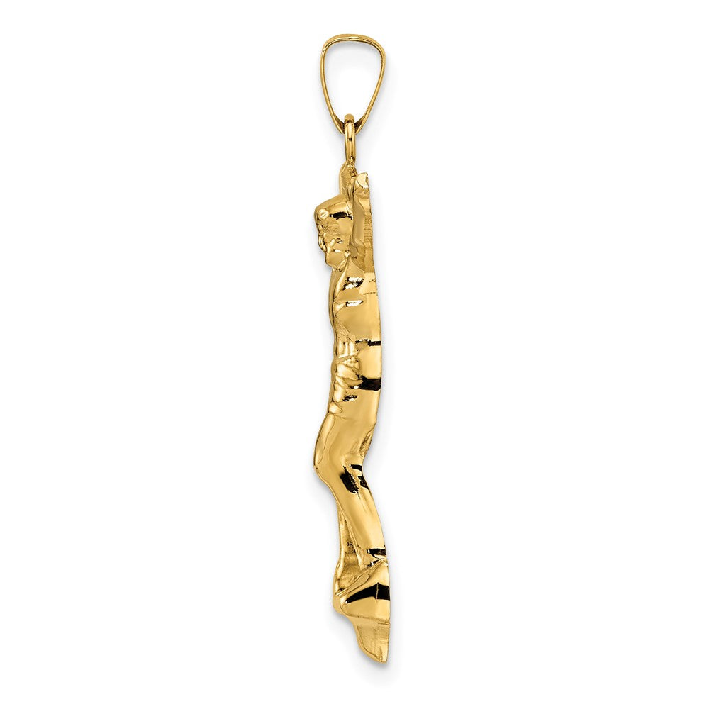 14k Yellow Gold Polished Solid Risen Christ Pendant