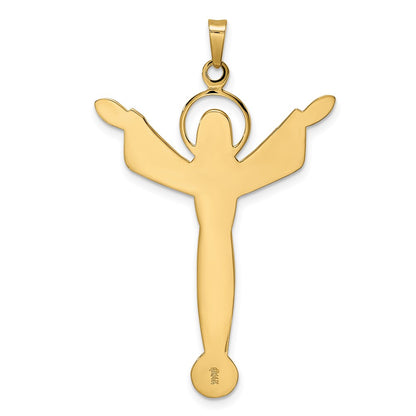 14k Yellow Gold Polished Solid Risen Christ Pendant