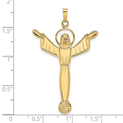 14k Yellow Gold Polished Solid Risen Christ Pendant