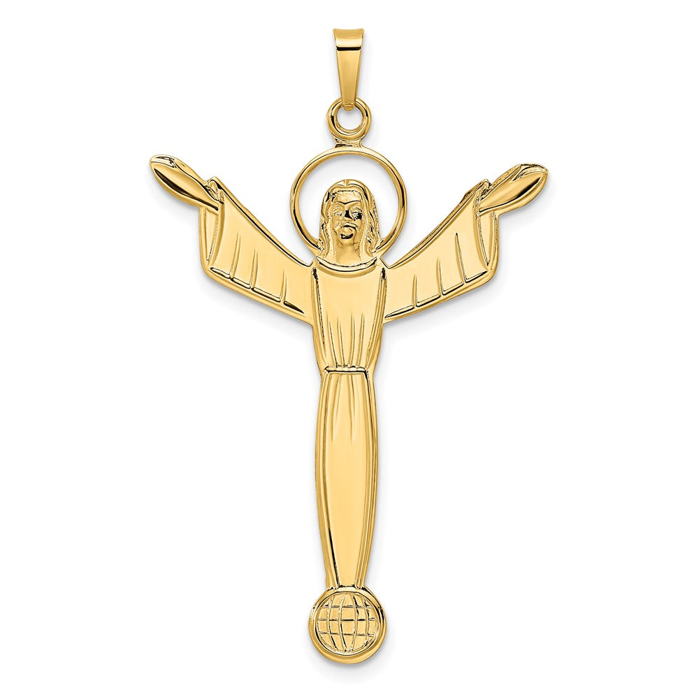14k Yellow Gold Polished Solid Risen Christ Pendant