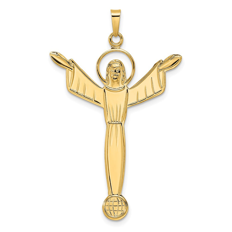14k Yellow Gold Polished Solid Risen Christ Pendant