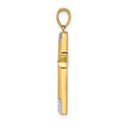14k Yellow & Rhodium Gold and White Rhodium Polished D/C Cross Pendant