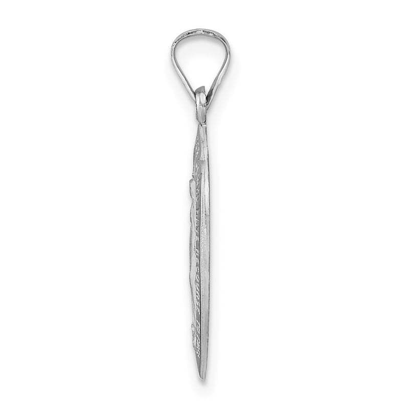 14k White Gold Polished and Satin Solid Miraculous Medal Pendant