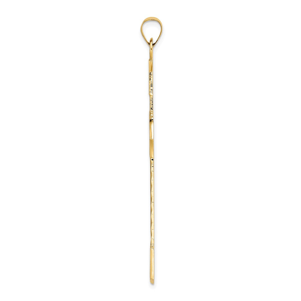 14k Yellow Gold Polished Solid Fancy Design Cross Pendant