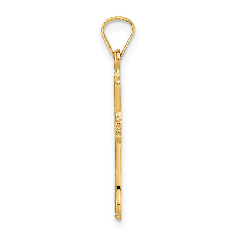 14k Yellow Gold Polished Solid Fancy Design Cross Pendant