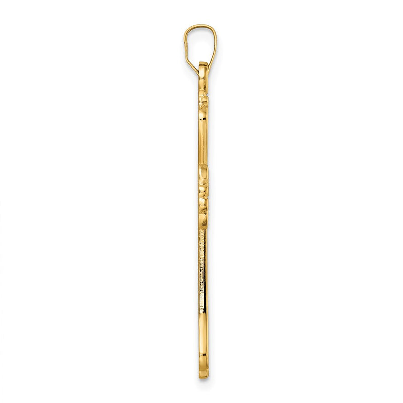 14k Yellow Gold Polished Solid Fancy Cross Pendant