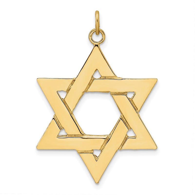 14k Yellow Gold Polished Solid Star of David Pendant