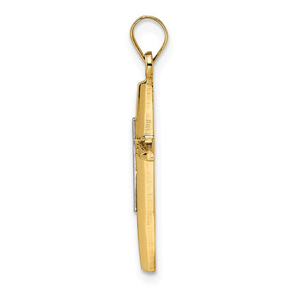 14k Two-tone Gold Polished Solid Double Cross Pendant
