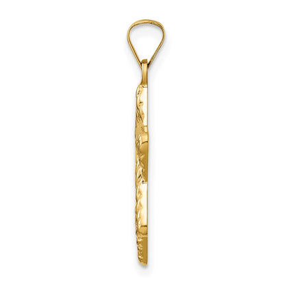 14k Yellow Gold Polished and Textured Solid Star of David Pendant