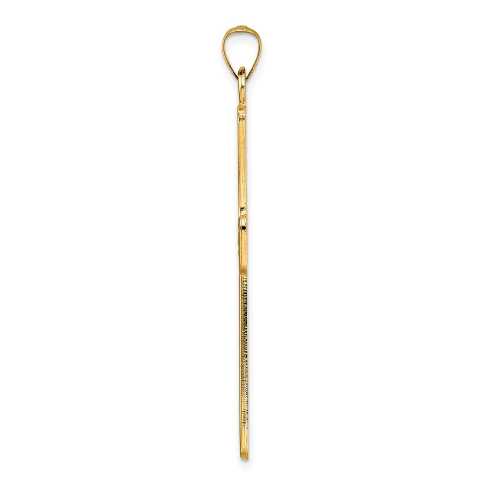 14k Yellow Gold Polished Center Flower Solid Cross Pendant