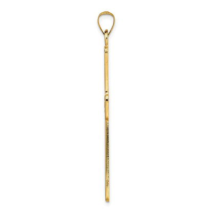 14k Yellow Gold Polished Center Flower Solid Cross Pendant