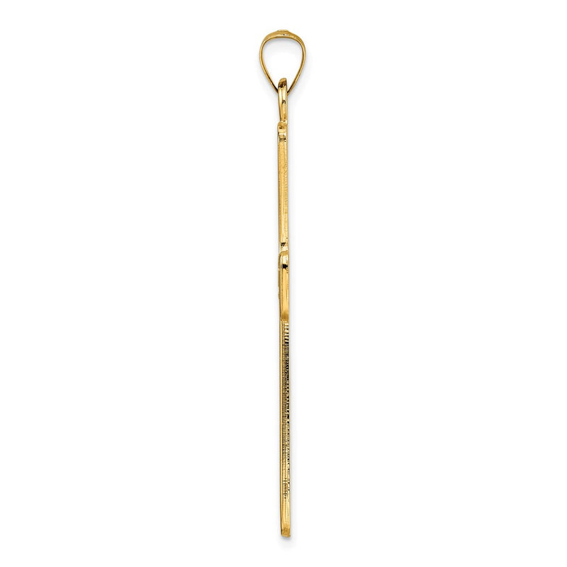 14k Yellow Gold Polished Center Flower Solid Cross Pendant