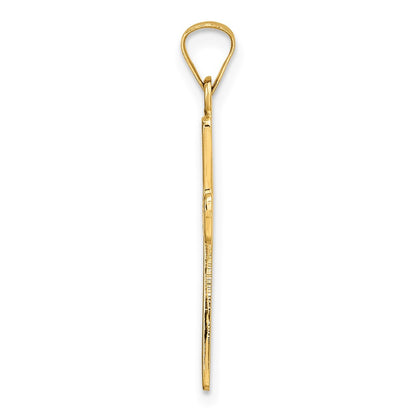 14k Yellow Gold Polished Solid Floral Center Cross Pendant