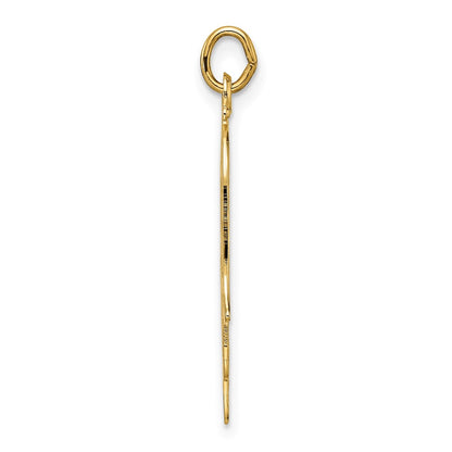 14k Yellow Gold Polished and Textured Solid Hamsa Pendant