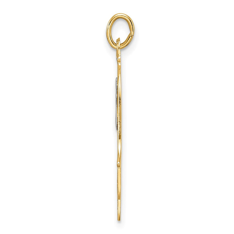 14k Two-tone Gold Solid Hamsa and Chai Symbol Pendant