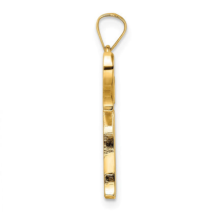 14k Yellow Gold Polished and Textured Solid Chai Symbol Pendant