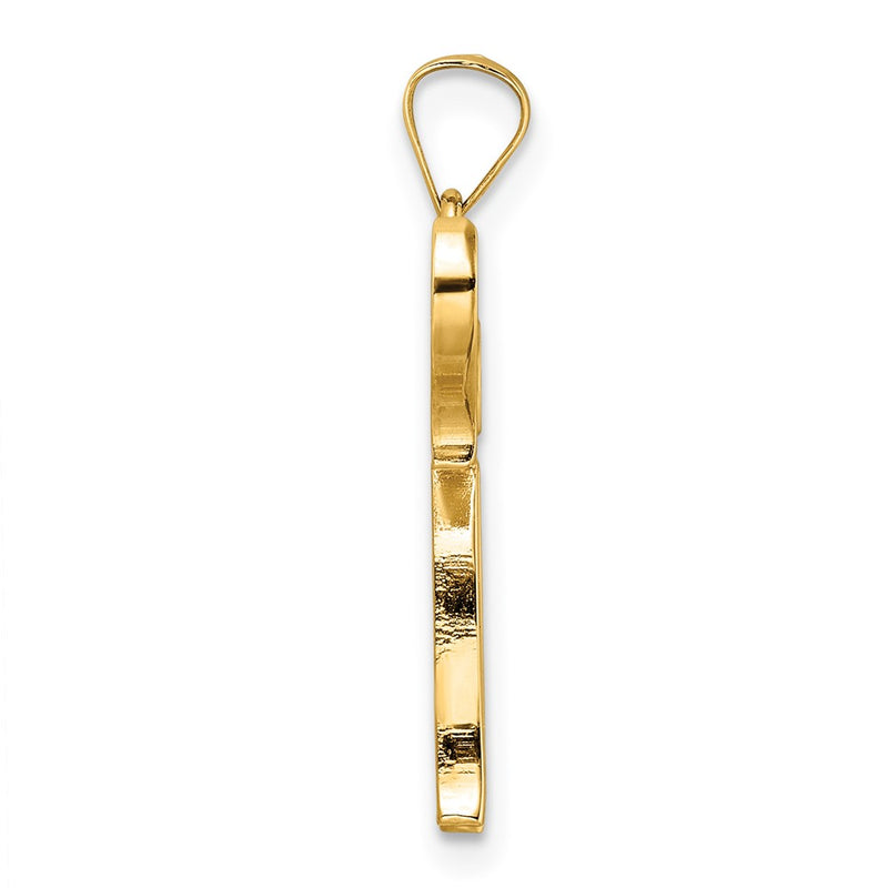 14k Yellow Gold Polished and Textured Solid Chai Symbol Pendant