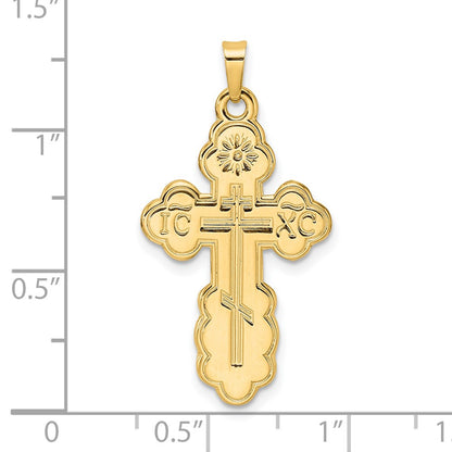14k Yellow Gold Polished Eastern Orthodox Solid Cross Pendant