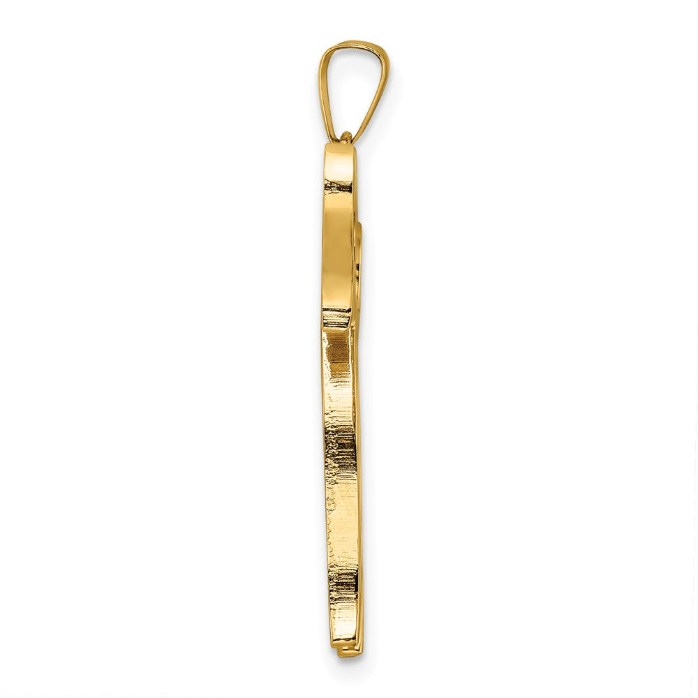 14k Yellow Gold Polished and Textured Solid Chai Symbol Pendant
