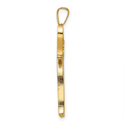 14k Yellow Gold Polished and Textured Solid Chai Symbol Pendant