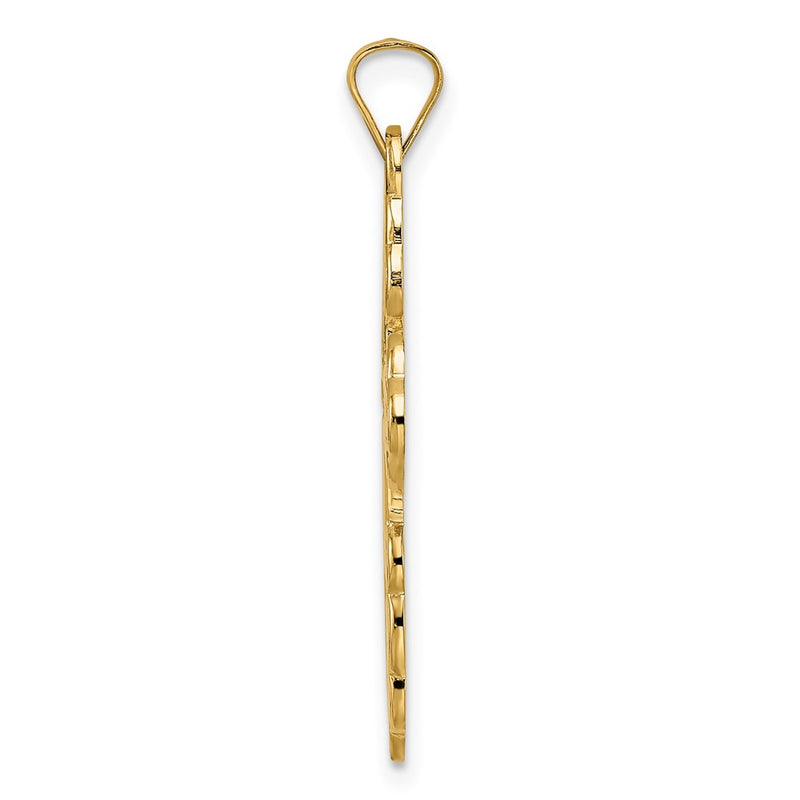 14k Yellow Gold Polished Eastern Orthodox Blue Enamel Solid Cross Pendant