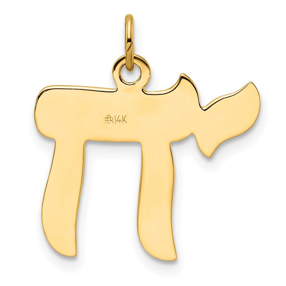 14k Yellow Gold Polished and Textured Solid Chai Symbol Pendant
