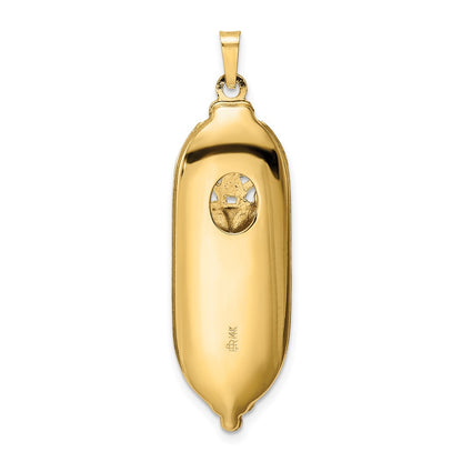 14k Yellow Gold Polished Solid Mezuzah Enameled Star Pendant