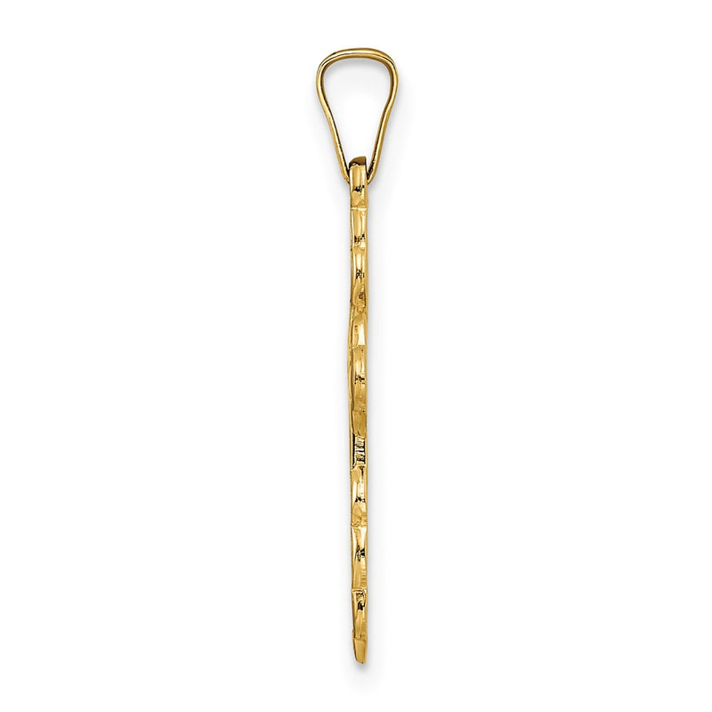 14k Yellow Gold Polished Eastern Orthodox Solid Cross Pendant