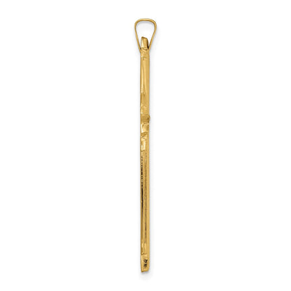 14k Yellow Gold Polished Solid Fancy Cross Pendant