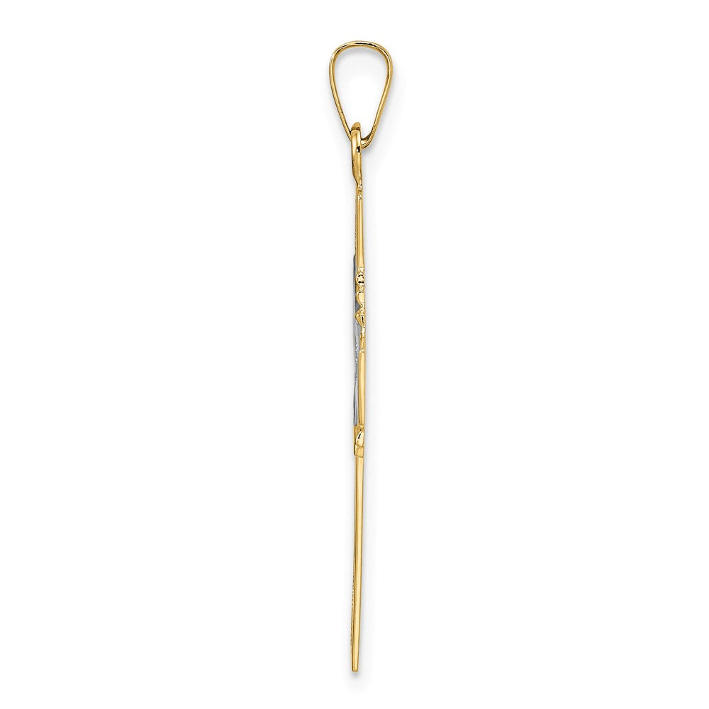 14k Yellow Gold Polished Fancy Iona Solid Cross Pendant