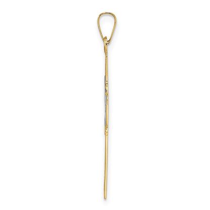 14k Yellow Gold Polished Fancy Iona Solid Cross Pendant